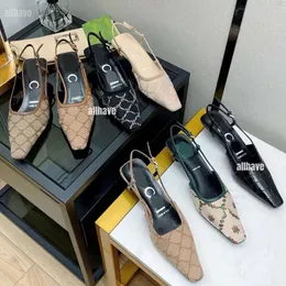 Designer Slingbacks high heels women sandal Dress Shoes genuine leather formal shoes designer sandals 7.5cm 3.5cm high heel square toe ankle Women Slippers