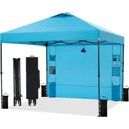 Tende e rifugi 10x10 Tenda a baldacchino pop-up con pareti laterali 6 tasche brevettate Un'installazione di spinta facile per 1 persona ventilato tetto canopyq240511