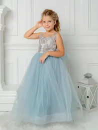 Girl Dresses BABYONLINE FATAPAESE 2024 Bridesmaid Dress For Girls Corest Crystal Beads Appqulies Illusion Backless Ball Gown Wedding Party