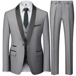 Uomo mariage a colori a blocchi di blocco giacca pantaloni per pantaloni maschio affari casual blazer blazer cappotto pantaloni 3 pezzi set 240429