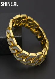 Iced Out Miami Cuban Link Bracelets For Men Jewelry 3D Gold Silver Color Plated Mens 15mm Wide Mens 85inch Bracelet1487234
