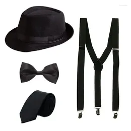 Forniture per feste Pesenar maschi degli anni '20 Accessori Accessori Cancelli Cappelli da costume da gang H-Braces Bow Watchs Watchs Beards