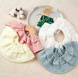 Bibs Burp Cloth Baby Feeding Prool Bib Taliva 수건 부드러운 크레페 360도 회전 송아지 천 칼라 장식 신생 스카프 D240513