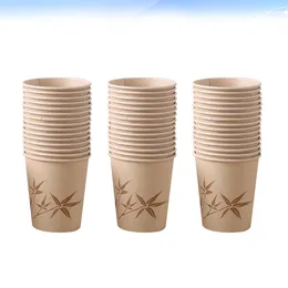 Einwegbecher Strohhalm 50pcs Cup Dekorative Bambus Faserpapier Party Tischgeschirr für Geburtstag Hochzeitsfestival