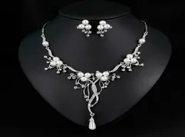 Crystal Waterndrop Pearl Earring Necklace Sets Bridal Bridesmaid Wedding Gioielli set per ragazze Accessori 6346519