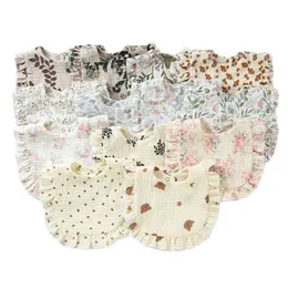 jdwm bibs burp cloths baby saliva towel plain cotton babybib childrens給餌エプロン男の子と女の子プリーツエッジプリントファブリックd240513