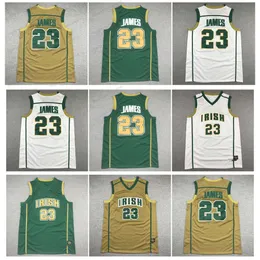 St. Vincent Mary High School Irish High LeBron James Basketball Jersey Throwback Gold White Green Size S-XXL