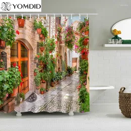 Tende per doccia yomdid 3d colorato per vicolo stradale tende da bagno bagno impermeabile con 12 ganci regalo di Natale