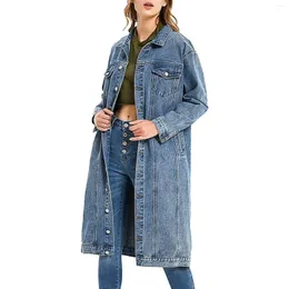 Damenjacken Vintage Slim Fit Denim Jacket Coats Single Breasted Windbreaker Outerwear Casual Plus Size