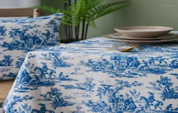 Retro Blue Decorative Table Cloth Rectangular Tablecloths Dining Table Cover Kitchen Obrus Mantel Mesa Home Decor Cushion Cover19315570