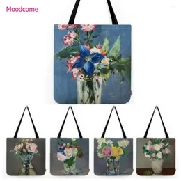 Stume di stoccaggio Edouard Manet Still Life Flooms con vaso di vetro Famoso pittura ad olio Aesthetico Acqua Resistente all'acqua Shopper Borse Tote