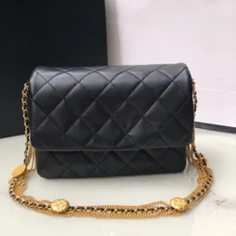 9A Designer Bag Luxurious Leather Envelope Bag for Women with Eight Lucky Gold Coins and Metal Chain Strap