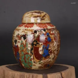 زجاجات قديمة من الخزف الصيني الخزف مطلي باليد كيمونو جمال جرة أواني الشاي العلبة