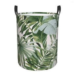 Tvättpåsar fällbar korg palm banan blad tropisk rund förvaring bin stor hämma hopfällbara kläder leksak hink arrangör
