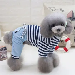 犬のアパレルペット服s-xxlストライプジャンプスーツロンパーズ猫子犬Tシャツパンツコスチュームアクセサリー