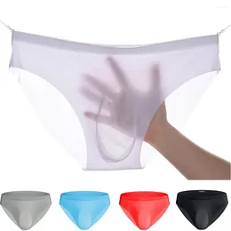 Underpants Mens Sexy Panties One-Piece 3d Seamless Briefs Ice Silk Material Male Underwear Men Calzoncillos Hombre Sexi Intimo Uomo