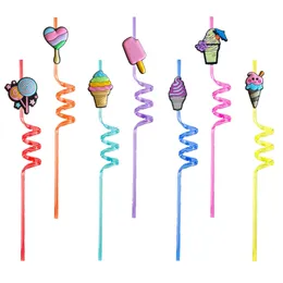 Disposable Ers Ice Cream 2 10 Themed Crazy Cartoon Sts Reusable Plastic Drinking For Christmas Party Favors Kids Birthday Girls St Dro Otuk6
