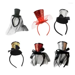 Party Supplies Mini Top Hat Decor Carnival Hair Accessories Women Students Live Broadcast Hairband Sequins Headbands Colorful Hoop