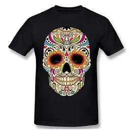 Camisetas masculinas Crânia de açúcar mexicano Camiseta engraçada Crânia de cor mexicana T-shirt exclusiva Men Cotton Tops TS Harajuku Strtwear T240510
