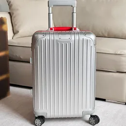 男性の女性スーツケースデザイナー荷物アルミニウム合金搭乗ケース21/26/30インチレザーハンドル大容量旅行トロリーケーススーツケース