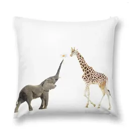 Travesseiro a girafa e elefante jogam capa retangular decorativa para a sala de estar