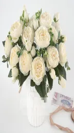 5 Big Headsbouquet Peonies Flores artificiais Peonias de seda buquê 4 Bud Flowers Casamento Decoração Falsa Peony Rose Flower G7022963