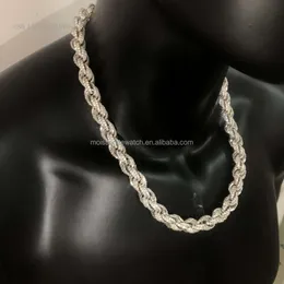 Torcido Moissanite S 10K 14K Mold Hip Hop Homem Jóias Cuba Cuba Iced Out VVS Diamond Rope Chain