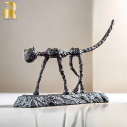 Abstract Metal Cat Sculpture Giacometti Statue Cat Statues fatti a mano Figura artistica animale per la casa decorazioni interne Ornamento da collezione 240509 240509