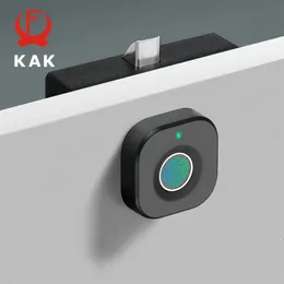 Kak Biometric Fingerprint Lockブラックキーレスキャビネットロックスマート引き出しロックアンチ盗難防止ドアロック長いスタンバイタイムドアハードワール240422