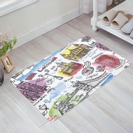 Tappeti London Luoghi di interesse Painting ad acquerello cucina cucina camera da letto bagno vasca da bagno casa tappeto casa tappetino tappetino tappeti arredamento