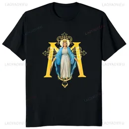 Мужские футболки Virgin Mary Print Tshirt Бога