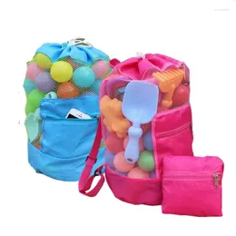 Bolsas de lavanderia Moda Areia dobrável Away Beach bolsa Tote Mesh Bag Travel Toy Organizador de brinquedos Sundries Backpack de armazenamento de cordão líquido