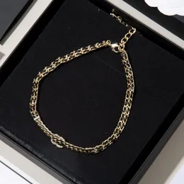 Womens Designer Halsband Crystal Brand C-Letter Pendant Brass Copper Choker 18K Gold Neckalce Chain Jewelry Birthday Presents Accessory