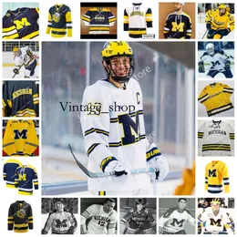 VIN 2022 NCAA Custom Michigan Wolverines College College Hockey Jersey 74 Nicholas Boka 2 Luke Martin 13 Джейк Слакер 33 Джозеф Чеккони Мак