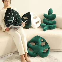 Kudde leaaf form soffa kast mjuk bekväm dold blixtlåsgrön växtformad hemdekoration