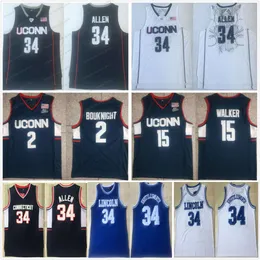 NCAA Connecticut Huskies College Ray 34 Allen Jerseys Jesus Shuttlesworth Lincoln High School Basketball Uconn Huskies Kemba 15 Walker 2 James Bouknight Shirt