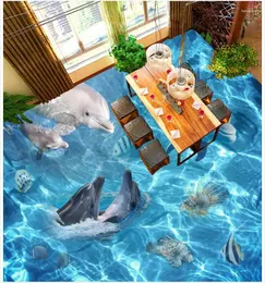 Bakgrunder Vattentät golvmuralmålning PO TAPET 3D Stereoskopisk Ocean World Home Decoration