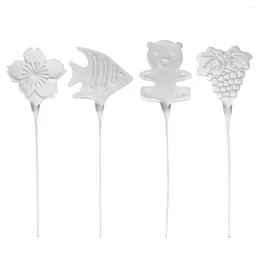 Disposable Flatware 4 PCs Stainless Steel Cocktail Picks Rustproof Assorted Shaped Fruit Sticking Pole Dessert Toppers For Dinner Party