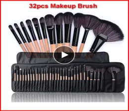 32pcs فرش المكياج الاحترافية مع حقيبة مجموعة مكياج الفرشاة باو البوكس Pinceaux Maquillage Beauty Cosmetic Tools Kit Eyeshadow Lip BR1851246