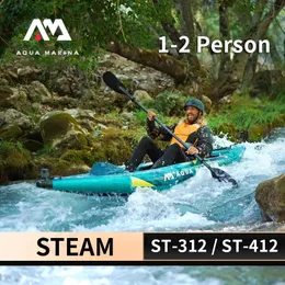 Aqua Marina Steam 12 People Canoe Kayakインフレータブルボート840D PVC釣りカヤックパドルファンウォーター10L防水バッグ240509