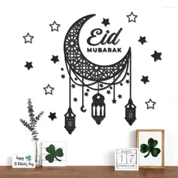 Decoração de festa na lua estrela adesivos de parede eid mubaraks lustre padrão decalques acrílicos quarto de estar em casa