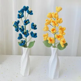 Flores decorativas de malha de malha lilás de buquê falso artificial para vaso craom sala de sala de decoração do dia dos namorados Presente de arranjo de flores