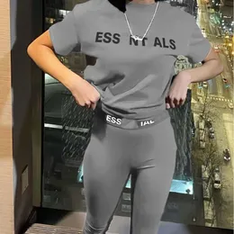 Designer Y2k Hosenanzug Frauen Zwei Stücke Jogger Set neue Buchstaben gedruckt kurzärmely sexy Mode Strumpfhose Anzüge