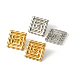 Studörhängen Youthway Geometric Stainless Steel Square Spiral Earring Design Minimalistiska trendiga smycken för kvinnor gåva