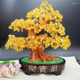 Decorative Figurines Natural Crystal Large Size Fortune Treasure Tree Bowl Feng Shui Opening Business Gifts Entrance Decoration Home Decor