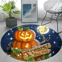 Tappeti HX Halloween round Treats In questo modo 3D stampato per soggiorno bambini Flanella per adulti Non slip tappetino