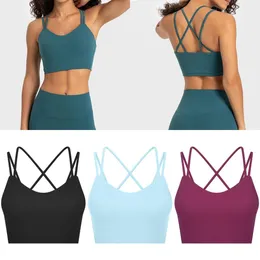 Tops Women's Hollow Out Back Yoga Sports Tank Top Fitness Underwear Shirt Bra Extended Cord Bra Light Support Cups Cross Back Cross Shockproof Gym Gym Neckless Top