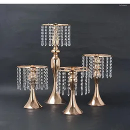 Vasi Crystal Terta per tallone Disposizione floreale Contenitore Elettroplante Metal Stand soggiorno Tavolo Decorazione Proppetti per matrimoni