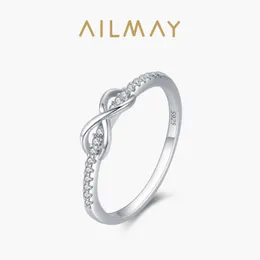 Eheringe Ailmay Real 925 Sterling Silber Infinite Love CZ Ring Damen Engagement Exquisite Schmuck Q240511