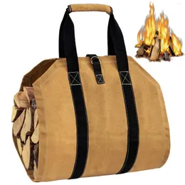 Borse da stoccaggio in tela Carrier Waterproof Fire Wood Borse Porta di tronchi pesanti per campeggio da campeggio per camino da camino Fu